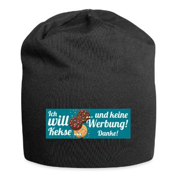 Ich will Kekse und keine Werbung! Keine Werbung! - Jersey-Beanie - Schwarz - Vorne
