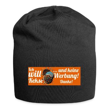 Ich will Kekse und keine Werbung! Keine Werbung! - Jersey-Beanie - Schwarz - Vorne
