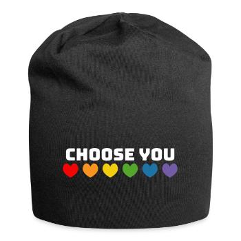 Les cœurs arc-en-ciel vous choisissent blanc - Bonnet en jersey - noir - Devant