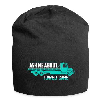Posez-moi des questions sur les voitures tractées Conducteur de dépanneuse Camionnage - Bonnet en jersey - noir - Devant