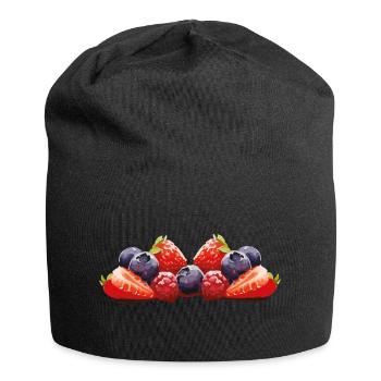 Strawberry, Blueberry, Fruit - Jersey Beanie - black - Front