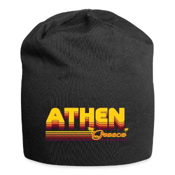 Athen: Sommerliches Retro-Design - Jersey-Beanie - Schwarz - Vorne