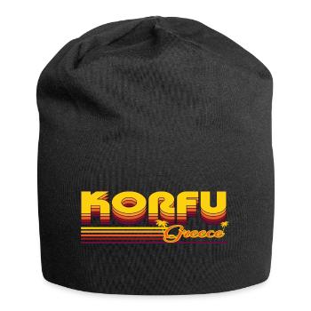 Corfou : design rétro méditerranéen - Bonnet en jersey - noir - Devant