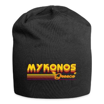 Mykonos: Design rétro ensoleillé - Bonnet en jersey - noir - Devant