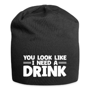 Vintage Drinking Beer Drinker Look Like Drink - Jersey Beanie - black - Front