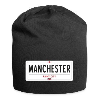Ortsschild von Manchester - Jersey-Beanie - Schwarz - Vorne