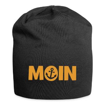 Moin - Guten Morgen - Nordsee - Ostsee - Anker - Jersey-Beanie - Schwarz - Vorne