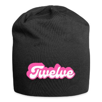 Twelve Birthday - 12th Birthday Retro Pink - Jersey Beanie - black - Front
