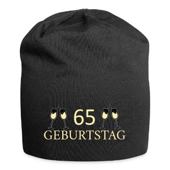 65.Geburtstag 65 Jahre - Jersey-Beanie - Schwarz - Vorne