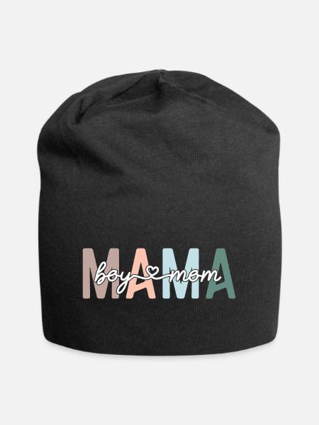 Mama Boy Mom Retro Muttertag - Jersey-Beanie - Schwarz