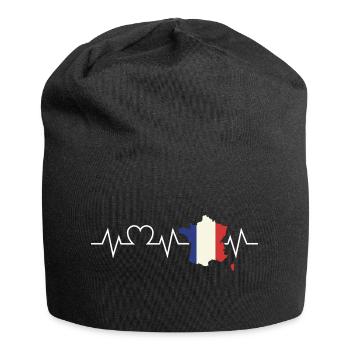 French French heartbeat France - Jersey Beanie - black - Front