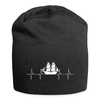 Retro Piratenschiff Segeln Herzschlag - Jersey-Beanie - Schwarz - Vorne
