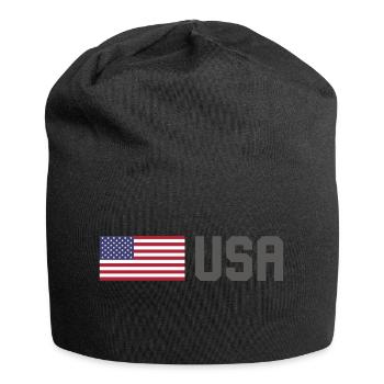 TEAM USA amerikanische Flagge Fahne vor Schrift - Jersey-Beanie - Schwarz - Vorne