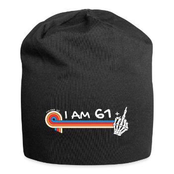 I Am 61 Plus Middle Finger - 62nd Birthday - Jersey Beanie - black - Front