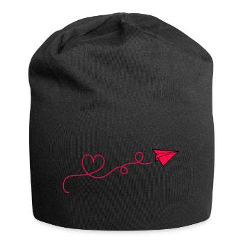 papierflieger herz - Jersey-Beanie - Schwarz - Vorne