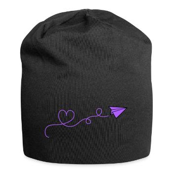 papierflieger herz - Jersey-Beanie - Schwarz - Vorne
