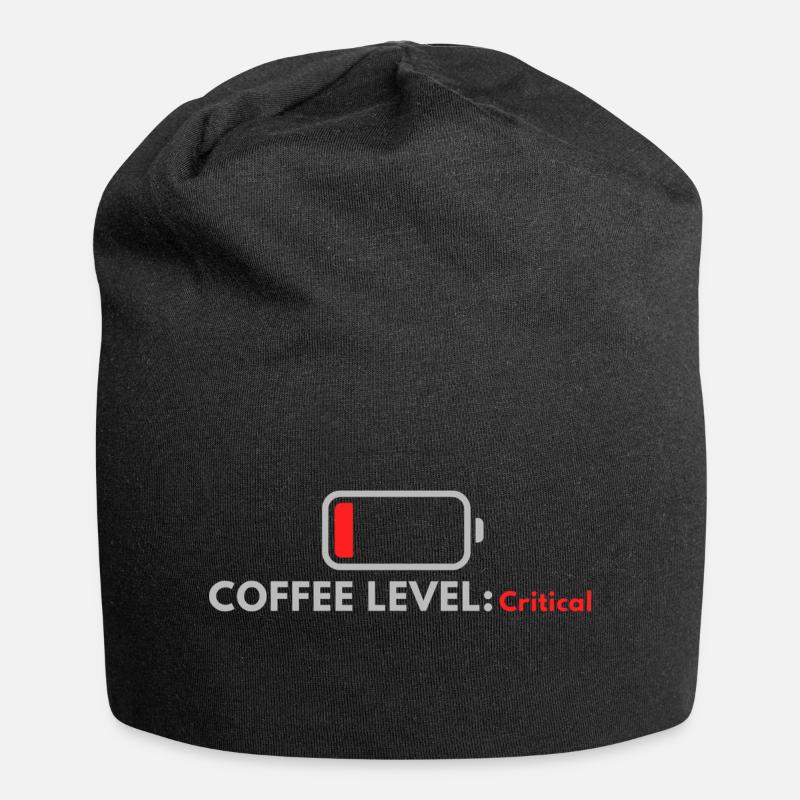 Coffee Level: Critical - Jersey Beanie - black