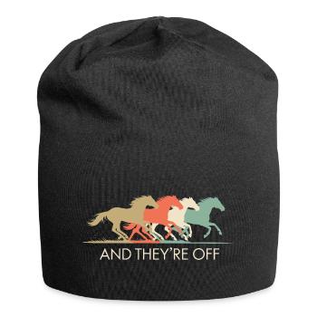 Vintage Rennpferde Illustration - Jersey-Beanie - Schwarz - Vorne