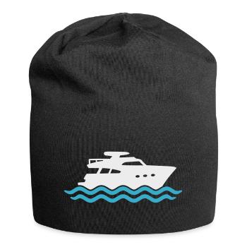 Yacht Silhouette Motorboat - Jersey Beanie - black - Front