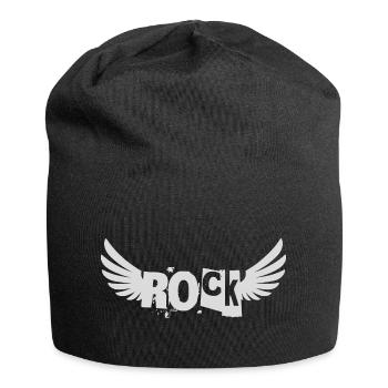 Geflügeltes Fels-Emblem - Jersey-Beanie - Schwarz - Vorne