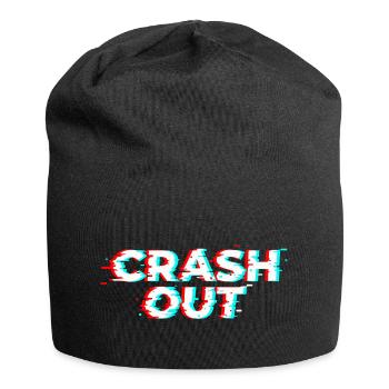 Crash Out – Glitch-Stil weiß-rot-cyan - Jersey-Beanie - Schwarz - Vorne