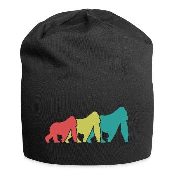 Three Monkeys Silhouettes Retro - Jersey Beanie - black - Front