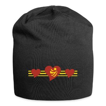 Herz mit Linien - Jersey-Beanie - Schwarz - Vorne