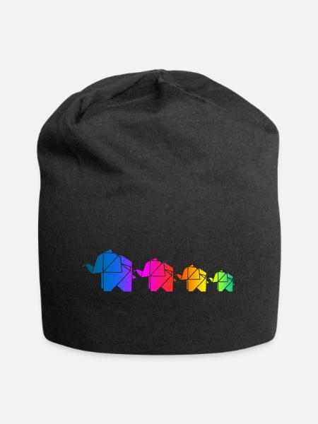 Origami Elefant Familie Familienshirt Partnerlook - Jersey-Beanie - Schwarz