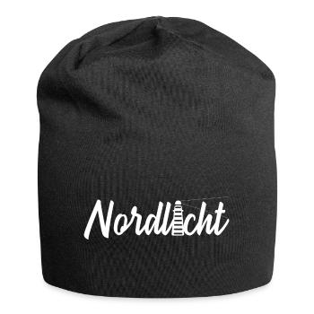 Nordlicht Spruch mit Leuchtturm Ostsee Meer - Jersey-Beanie - Schwarz - Vorne
