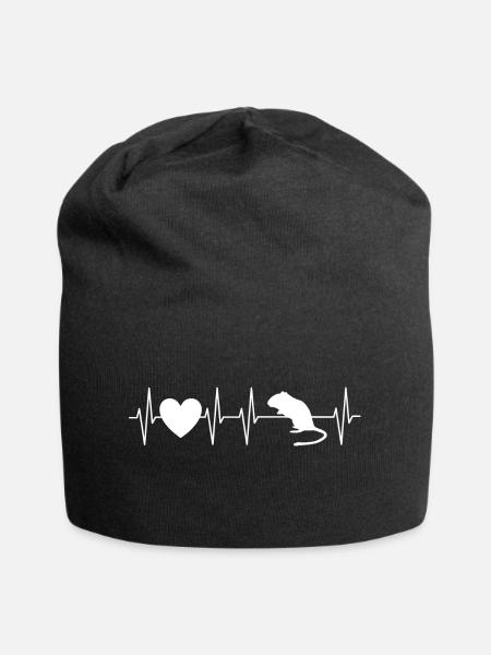 Gerbil Liebe - Rennmäuse - Wüstenrennmäuse - Maus - Jersey-Beanie - Schwarz