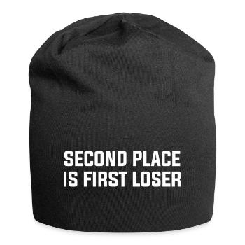 Der zweite Ort ist der erste Verlierer - Jersey-Beanie - Schwarz - Vorne