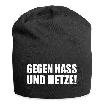 Gegen Hass und Hetze - Jersey-Beanie - Schwarz - Vorne