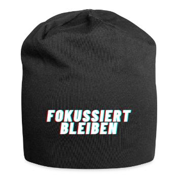 Fokussiert Bleiben - Jersey-Beanie - Schwarz - Vorne