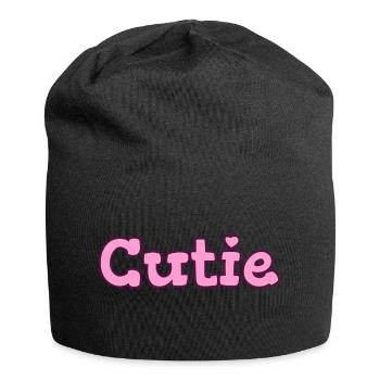 Cutie. Design pour une mignonne spéciale - Bonnet en jersey - noir - Devant