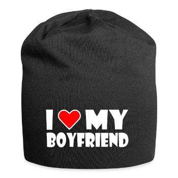 I love my boyfriend - Jersey-Beanie - Schwarz - Vorne