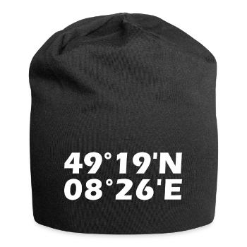 Speyer Koordinaten - Jersey-Beanie - Schwarz - Vorne