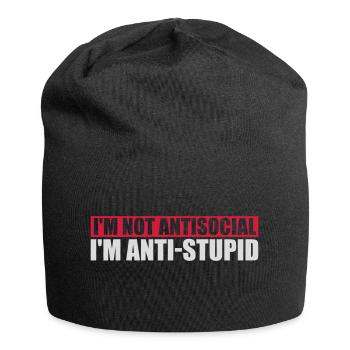 not antisocial anti stupid - Jersey Beanie - black - Front