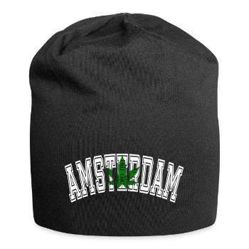 Design d’Amsterdam avec feuille de cannabis - Bonnet en jersey - noir - Devant