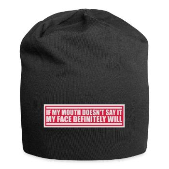my face definitely will - Jersey-Beanie - Schwarz - Vorne