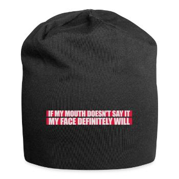 my face definitely will - Jersey-Beanie - Schwarz - Vorne