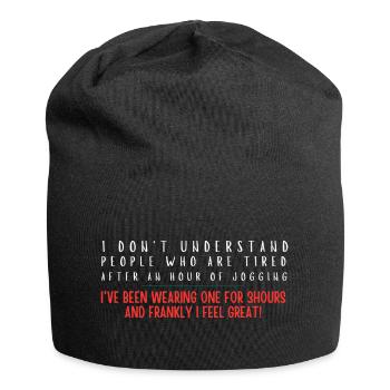 One Hour Jogging Quote Tee - Jersey Beanie - black - Front