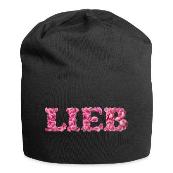 Lieb mit Rosenblättern geschrieben - Jersey-Beanie - Schwarz - Vorne