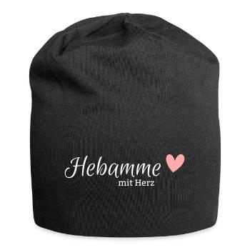 Hebamme mit Herz - Jersey-Beanie - Schwarz - Vorne