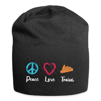 Peace Love Trains - Jersey Beanie - black - Front