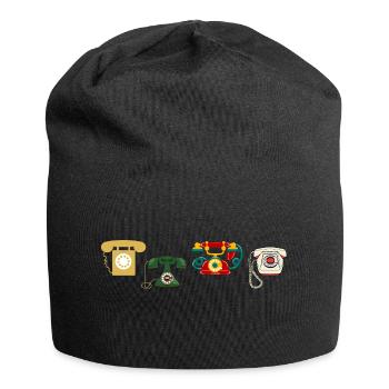 téléphone rétro vintage - Bonnet en jersey - noir - Devant