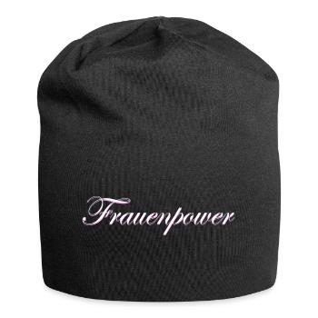 Schriftzug Frauenpower - Jersey-Beanie - Schwarz - Vorne