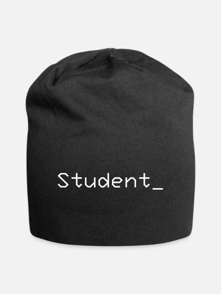 Student_ Logo Weiß - Jersey-Beanie - Schwarz
