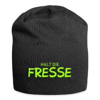 Halt die Fresse - Cooler Spruch - Jersey-Beanie - Schwarz - Vorne