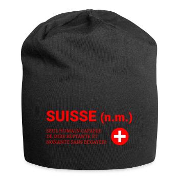 Septante et Nonante Sans Bégayer, fierté suisse - Bonnet en jersey - noir - Devant