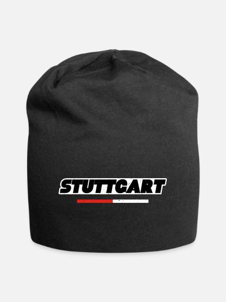 Stuttgart in Baden Württemberg in Deutschland - Jersey-Beanie - Schwarz